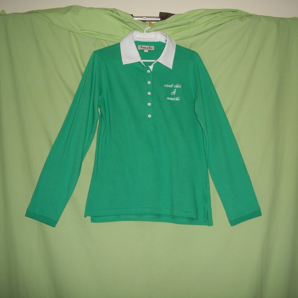 Amichi Green Blouse with White Collar